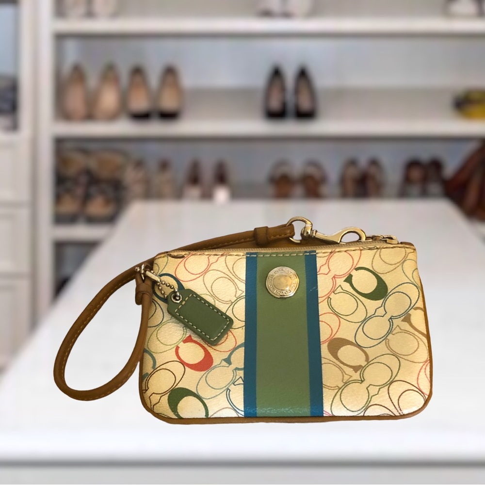 Coach Multicolor Monogram Wristlet